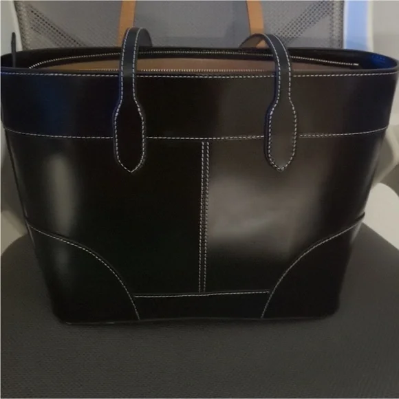 Dooney & Bourke Black Leather Tote Bag - Picture 3 of 14